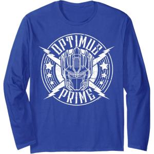 imageTransformers Optimus Prime Vintage Rock Lightning Logo Long Sleeve TShirtRoyal Blue