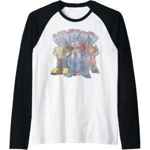 imageTransformers Retro Distressed Kanji Autobots Group Poster Raglan Baseball TeeBlackWhite