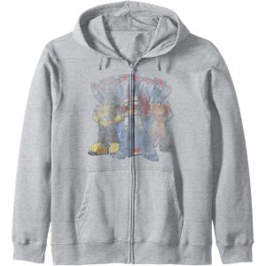 imageTransformers Retro Distressed Kanji Autobots Group Poster Zip HoodieHeather Grey