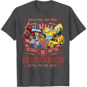 imageTransformers Rock N Roll Out Tour Heavy Metal Poster TShirtDark Heather Grey