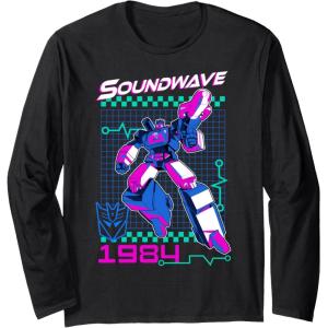 imageTransformers Soundwave 1984 Retro Grid Logo Long Sleeve TShirtBlack