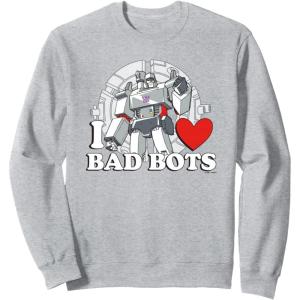 imageTransformers Valentines Day Megatron I Heart Bad Bots SweatshirtHeather Grey