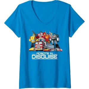 imageWomens Transformers Robots in Disguise Vintage Retro Autobots Group VNeck TShirtSapphire Blue