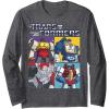 imageTransformers Decepticon Retro Vintage Color Box Panels Long Sleeve TShirtDark Heather Grey