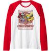 imageTransformers Rock N Roll Out Tour Heavy Metal Poster Raglan Baseball TeeRedWhite