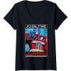 imageWomens Transformers Optimus Prime Join The Autobots Retro Poster VNeck TShirtBlack