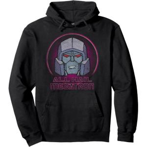 imageTransformers All Hail Megatron Retro Portrait Logo Pullover HoodieBlack