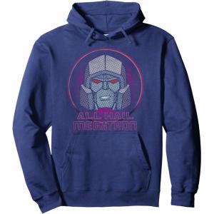imageTransformers All Hail Megatron Retro Portrait Logo Pullover HoodieNavy Blue