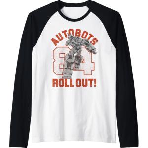 imageTransformers Autobots Roll Out 84 Vintage Collegiate Raglan Baseball TeeBlackWhite