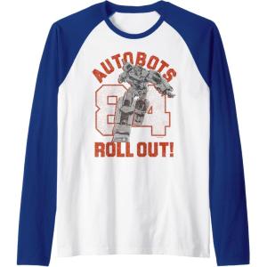 imageTransformers Autobots Roll Out 84 Vintage Collegiate Raglan Baseball TeeRoyal BlueWhite