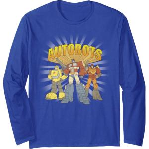 imageTransformers Autobots Trio Retro Cartoon Group Shot Long Sleeve TShirtRoyal Blue