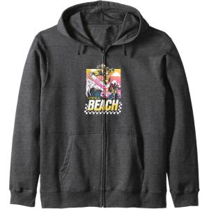 imageTransformers Bumblebee Surfing Lifes A Beach Portrait Zip HoodieDark Heather Grey