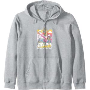 imageTransformers Bumblebee Surfing Lifes A Beach Portrait Zip HoodieHeather Grey