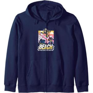 imageTransformers Bumblebee Surfing Lifes A Beach Portrait Zip HoodieNavy Blue