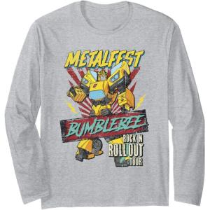 imageTransformers Bumblebee Vintage Metalfest Rock N Roll Tour Long Sleeve TShirtHeather Grey