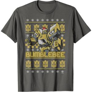 imageTransformers Christmas Bumblebee Ugly Sweater TShirtAsphalt Grey