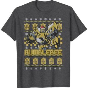 imageTransformers Christmas Bumblebee Ugly Sweater TShirtDark Heather Grey