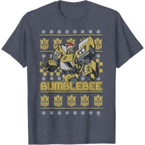 imageTransformers Christmas Bumblebee Ugly Sweater TShirtHeather Blue