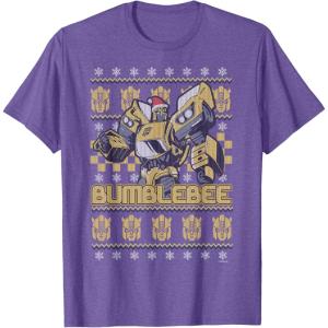 imageTransformers Christmas Bumblebee Ugly Sweater TShirtPurple Heather