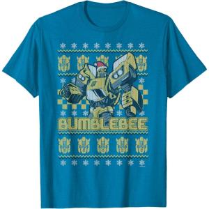 imageTransformers Christmas Bumblebee Ugly Sweater TShirtSapphire Blue