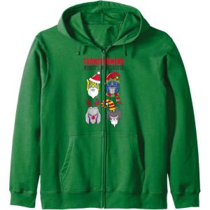 imageTransformers Christmas Group Shot Dress Up Disguise Zip HoodieDark Green