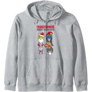 imageTransformers Christmas Group Shot Dress Up Disguise Zip HoodieHeather Grey