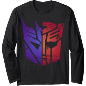imageTransformers Decepticon Autobot Distressed Split Logo Long Sleeve TShirtBlack
