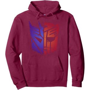 imageTransformers Decepticon Autobot Distressed Split Logo Pullover HoodieBurgundy
