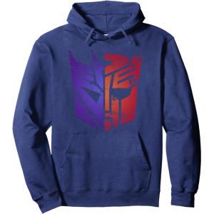 imageTransformers Decepticon Autobot Distressed Split Logo Pullover HoodieNavy Blue