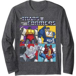 imageTransformers Decepticon Retro Vintage Color Box Panels Long Sleeve TShirtDark Heather Grey