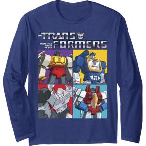 imageTransformers Decepticon Retro Vintage Color Box Panels Long Sleeve TShirtNavy Blue
