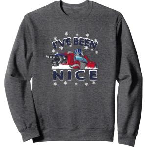imageTransformers Ive Been Nice Optimus Prime Portrait SweatshirtDark Heather Grey