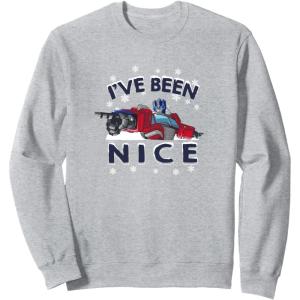 imageTransformers Ive Been Nice Optimus Prime Portrait SweatshirtHeather Grey