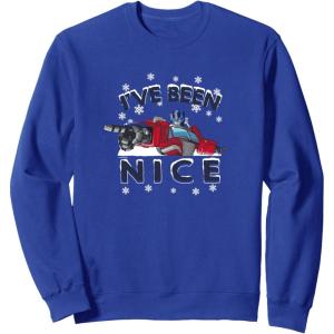 imageTransformers Ive Been Nice Optimus Prime Portrait SweatshirtRoyal Blue
