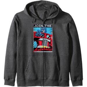 imageTransformers Optimus Prime Join The Autobots Retro Poster Zip HoodieDark Heather Grey
