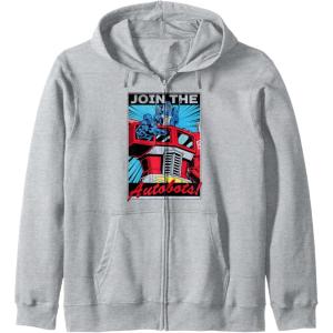 imageTransformers Optimus Prime Join The Autobots Retro Poster Zip HoodieHeather Grey