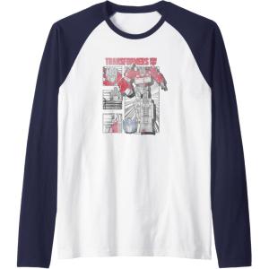 imageTransformers Optimus Prime Vintage Comic Book Style Panels Raglan Baseball TeeNavy BlueWhite
