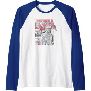 imageTransformers Optimus Prime Vintage Comic Book Style Panels Raglan Baseball TeeRoyal BlueWhite