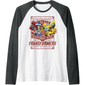 imageTransformers Rock N Roll Out Tour Heavy Metal Poster Raglan Baseball TeeDark Heather GreyWhite