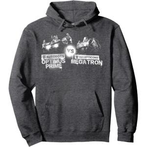 imageTransformers War For Cybertron Optimus Prime Vs Megatron Pullover HoodieDark Heather Grey