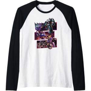 imageTransformers War for Cybertron Decepticon Panels Raglan Baseball TeeBlackWhite