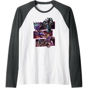 imageTransformers War for Cybertron Decepticon Panels Raglan Baseball TeeDark Heather GreyWhite