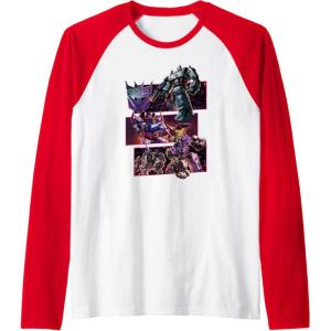 imageTransformers War for Cybertron Decepticon Panels Raglan Baseball TeeRedWhite