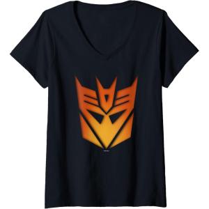 imageWomens Transformers Halloween Decepticon Glow Carving VNeck TShirtBlack