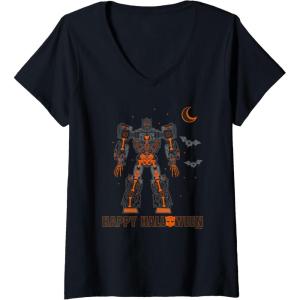 imageWomens Transformers Halloween Optimus Prime RoboBones VNeck TShirtBlack