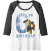 imageTransformers Bumblebee 6th Birthday Vintage Raglan Baseball TeeDark Heather GreyWhite