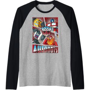 imageTransformers Autobots Cut Up Retro Vintage Panels Raglan Baseball TeeBlackAthletic Heather