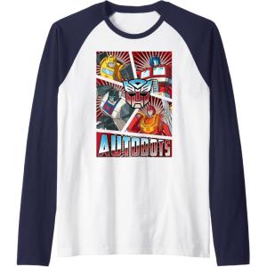 imageTransformers Autobots Cut Up Retro Vintage Panels Raglan Baseball TeeNavy BlueWhite