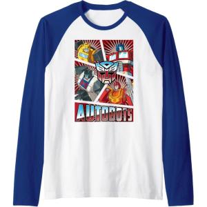 imageTransformers Autobots Cut Up Retro Vintage Panels Raglan Baseball TeeRoyal BlueWhite