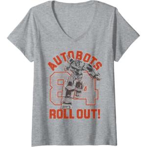 imageTransformers Autobots Roll Out 84 Vintage Collegiate VNeck TShirtHeather Grey